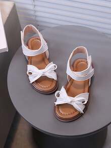 Sandalias para bebé de unicolor con sencilla decoración de lazo - Blanco - Ver 3