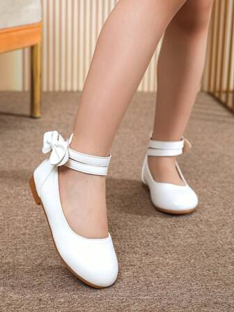 女孩秋季平底鞋，兒童合腳鞋，婚禮鞋，白色公主鞋適合孩子