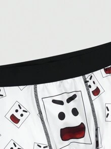 Men's Stylish Cartoon Printed Boxer Shorts - Black and White - View 4