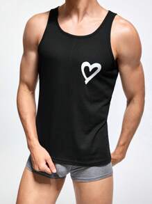 Chaleco con estampado de corazón a la moda para hombres, capa base para las cuatro estaciones