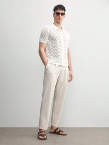 AKNOTIC Business Casual Vải Lanh Nam Tuổi Tiền Phong Cách Công Sở Co Giãn Thấp Co Giãn Polyester Viscose Vải Lanh Dệt Thon Gọn Phù Hợp Với Quần Cho Mùa Hè - Màu Khaki - Xem 6