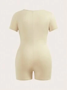 SHEIN EZwear 3pcs Casual Plus Size Square Neck Short Sleeve Jumpsuit Set For Women, Summer - Multicolor - View 8