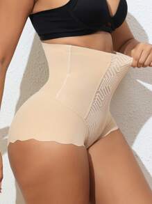 1pc Ladies' High Waisted Body Shaping Triangle Panties - Apricot - View 7