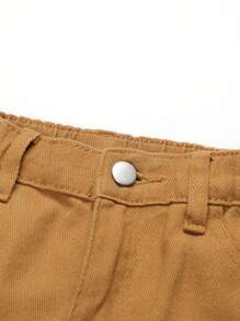 Tween Boy Casual Solid Color Tapered Work Pants, School, Campus, College Summer Holiday - Gold - View 3