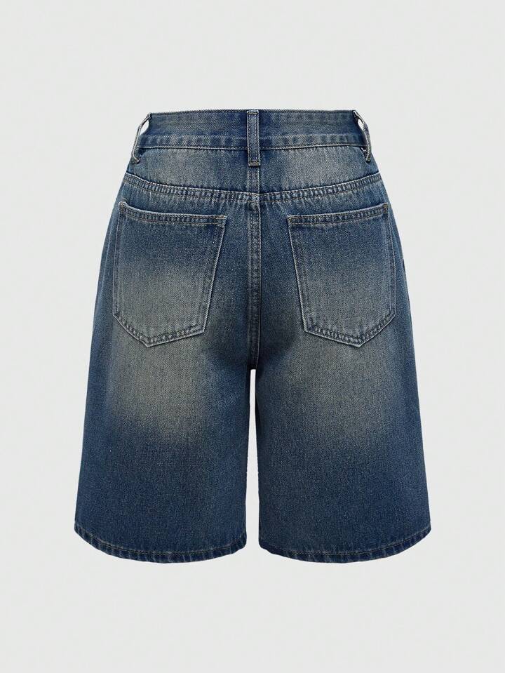 Our Grunge Punk Women's Cross Pattern Casual Bermuda Denim Shorts