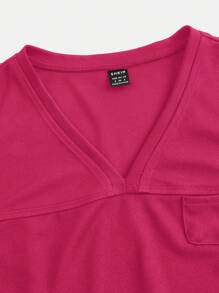 TaskEZ Camisa de enfermería para mujer con cuello en V de manga corta y 2 bolsillos - Rosa Fucsia - Ver 8