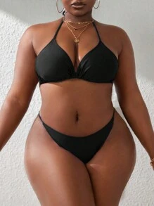 SHEIN Slayr CURVE Bộ đồ bơi 4 mảnh cỡ lớn, đồ bơi đi biển mùa hè - màu đen - Xem 3