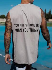 Gym Rark Camiseta casual de estilo novio con eslogan impreso de cuello redondo para hombre en verano - Gris - Ver 1