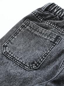 SHEIN WESTFADE Young Tween Girl Fashionable Casual Multi-Pocket Denim Straight-Leg Jeans With Washed Denim, New Arrival
