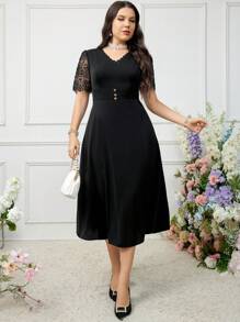 Modelyn Women's Plus Size Plain Simple Arabian Daily Clothing - Black - View 4