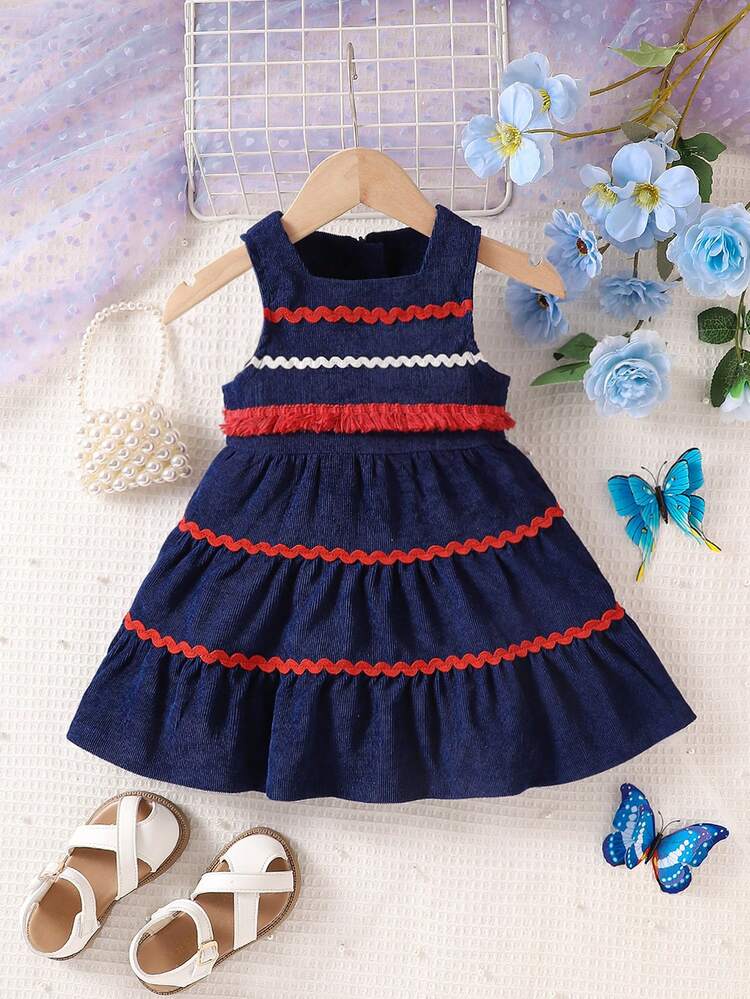 Baby Girl Strappy Dark Blue Summer Dress