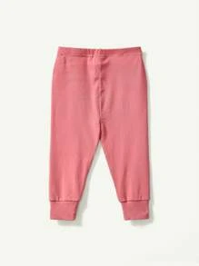 Cozy Pixies 嬰兒女寬鬆貼身睡衣套裝，卡通動物印花針織柔軟圓領長袖套頭上衣與長褲 - 粉色 - 查看 8