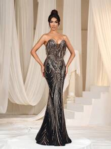 Faeriesty Paillettenbesetztes Blumen-Fransen-Partykleid