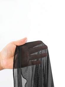 Swim Vcay Plus Size Summer Beach Solid Color Mesh Sheer Cover Up Skirt - Black - View 6