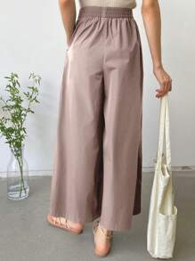 DAZY Letnie spodnie damskie z szeroką nogawką i elastyczną talią