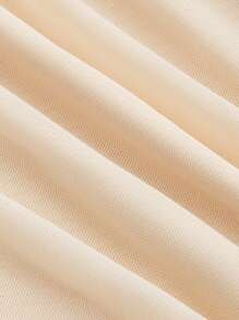 SHEIN MOD Summer Solid Color Mesh See-Through Off-Shoulder Apricot Top Top