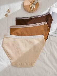 Conjunto de 3 piezas de calzoncillos de triángulos acanalados sin costuras de talla grande, serie informal - Multicolor - Ver 2