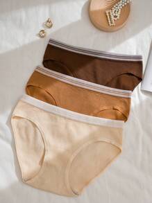 Conjunto de 3 piezas de calzoncillos de triángulos acanalados sin costuras de talla grande, serie informal - Multicolor - Ver 6