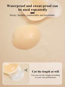 2 Pairs Silicone Breast Lift Tape Adhesive Bra For Women Wedding Dress Push Up Breast Stickers Strapless And Anti-Sagging With Nipple Covers - Apricot - View 2