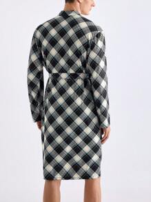 Men's Plaid Printed Simple Daily Nightgown - Multicolor - View 3