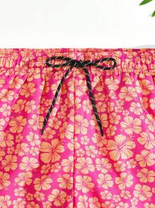 Surfspeed Men's Floral Print Drawstring Wide-Leg Beach Shorts For Vacation - Multicolor - View 6