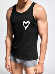 Chaleco con estampado de corazón a la moda para hombres, capa base para las cuatro estaciones