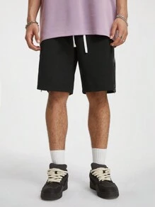 Manfinity VCAY Men's Loose Knitted Shorts With Double Side Zipper, Hip-Hop Style, For Summer