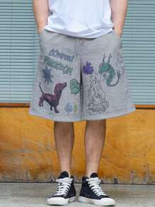 DAZY Men's Summer Letter Printed Shorts - Grey - View 9