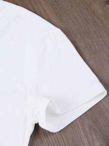 SHEIN LUNE 女士夏季圓領短袖太空人印花T恤，帶行星圖案 - 白色 - 查看 3