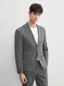 AKNOTIC Business Casual Easy Care 2pcs/Set Men's Old Money Style Woven Plaid Suit Jacket And Tapered Suit Pants, Suitable For Spring And Summer - Grey - View 7