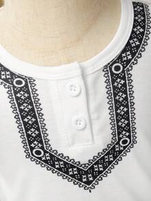 SHEIN Áo thun ngắn tay in hình mùa hè cho bé trai - trắng - Xem 4