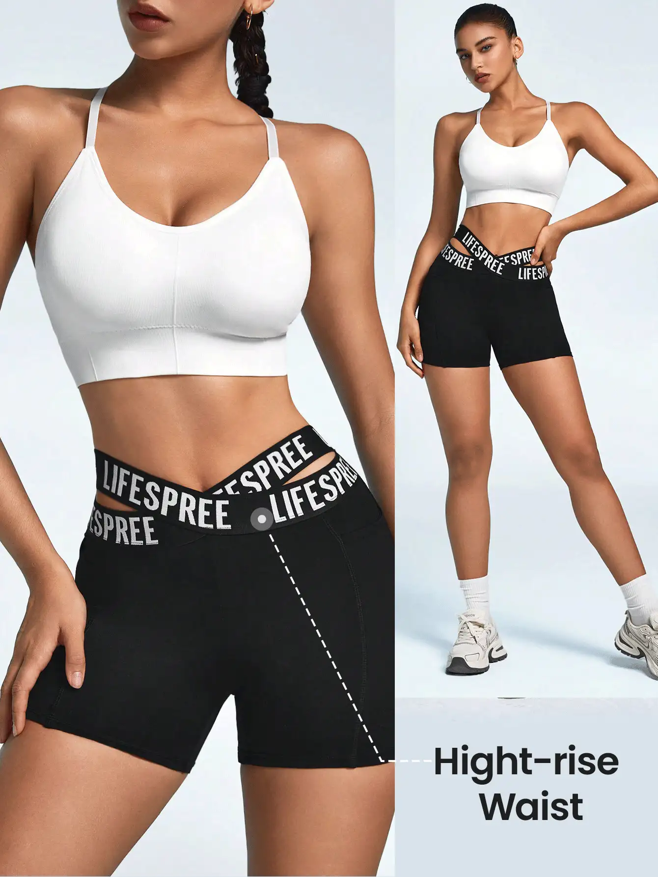 Women's High Waisted Sport Shorts With Pockets, Letter Print, Slim Fit For Cycling And Yoga, Can Be Worn As An Outer Garment