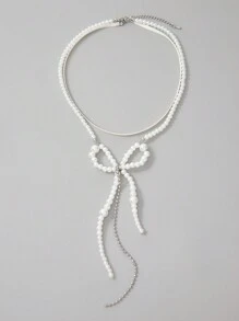 SHEIN ICON 女士蝴蝶結裝飾優雅極簡日常項鍊