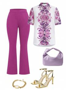 SHEIN Clasi Summer Women's Floral Print Button-Up Shirt - Multicolor - View 1