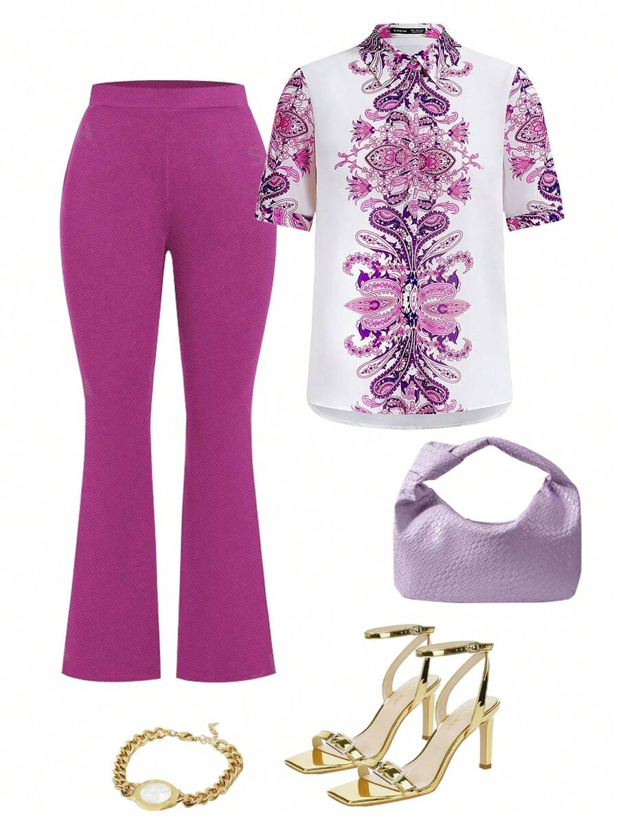 SHEIN Clasi Summer Women's Floral Print Button-Up Shirt - Multicolor - View 1