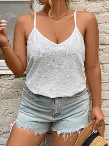 SHEIN Frenchy Top de verano holgado con encaje y textura en la espalda para mujer talla grande en estilo bohemio