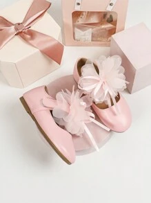 1 Đôi Giày Đế Bằng Trang Trí Hoa Thời Trang Cho Bé Gái, Giày Khiêu Vũ Dự Tiệc Thoải Mái Ngoài Trời - Hồng - Xem 5