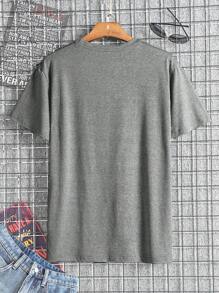 Manfinity Dauomo Men's Summer Solid Color Round Neck Casual Short Sleeve T-Shirt - Dark Grey - View 2