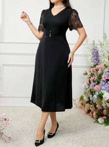 Modelyn Women's Plus Size Plain Simple Arabian Daily Clothing - Black - View 7