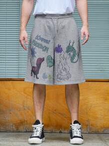 DAZY Men's Summer Letter Printed Shorts - Grey - View 8