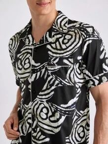 男士全印花短袖和短褲家居套裝，夏季 - 彩色 - 查看 8