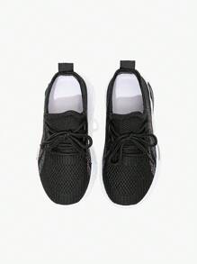 JNSQ Einfarbige, Lässige Und Modische Sportschuhe Für Kinder Zum Schnüren - Schwarz - Übersicht 8