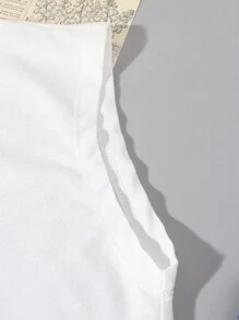 Camiseta de mujer de cuello en V con estampado floral y hombros caídos para el verano - Blanco - Ver 3
