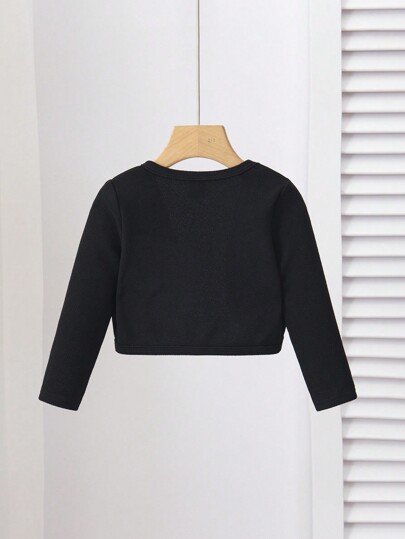 SHEIN Cute And Elegant Knitted Stretch Solid Color Long Sleeve Cardigan For Baby Girls, Suitable For Vacation, Travel And Outdoor Activities In Summer