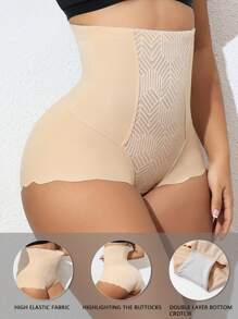 1pc Ladies' High Waisted Body Shaping Triangle Panties - Apricot - View 1