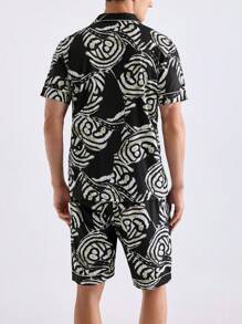 男士全印花短袖和短褲家居套裝，夏季 - 彩色 - 查看 2