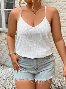 SHEIN Frenchy Top de verano holgado con encaje y textura en la espalda para mujer talla grande en estilo bohemio