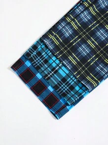 SHEIN 3入組男生春秋季經典直筒格紋褲，適用於學生舒適休閒和睡衣 - 彩色 - 查看 3