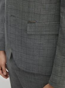 AKNOTIC Business Casual Easy Care 2pcs/Set Men's Old Money Style Woven Plaid Suit Jacket And Tapered Suit Pants, Suitable For Spring And Summer - Grey - View 6