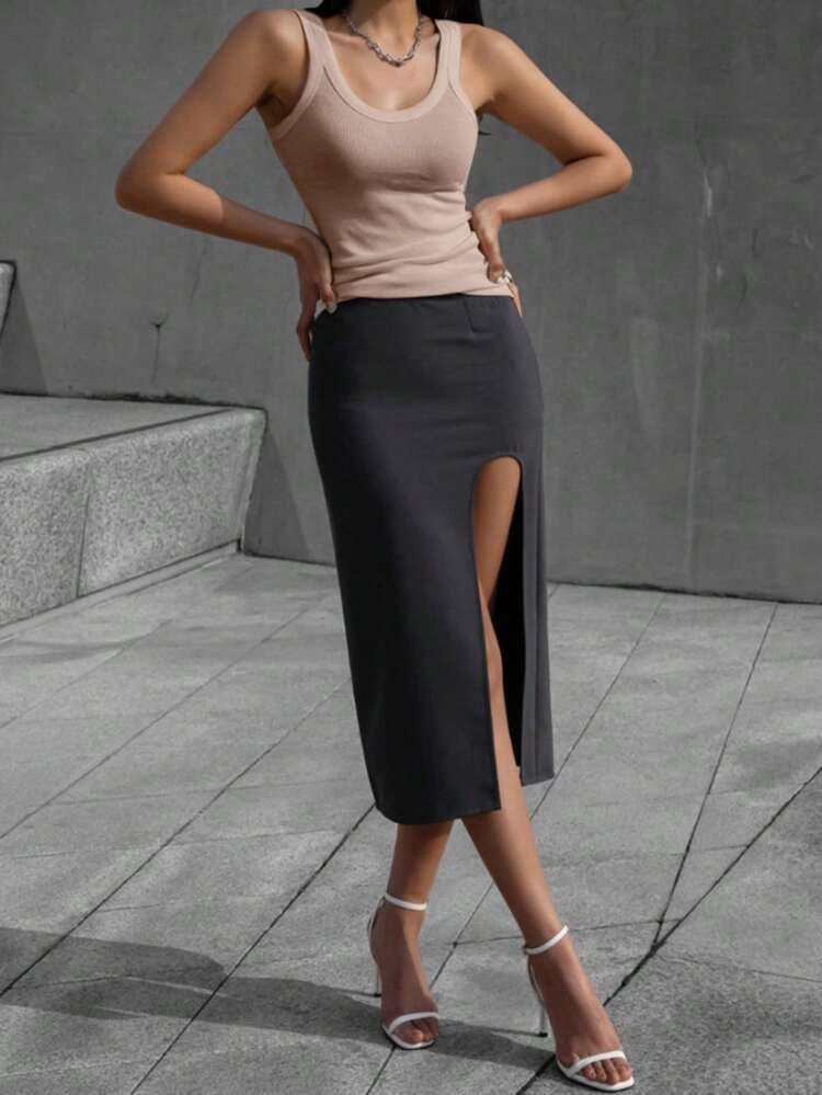 Women's Summer Slim Fit Solid Color Round Neck Tank Top